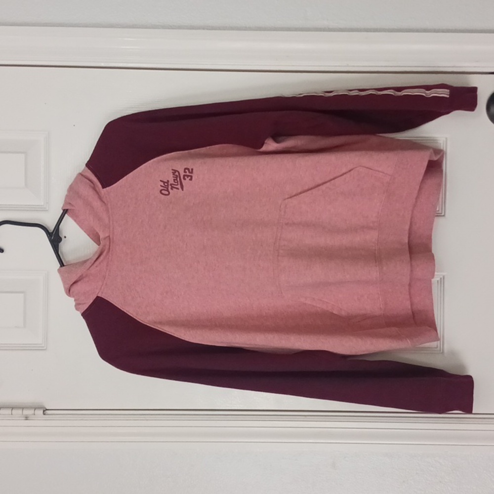 Old Navy 32 Pink And Maroon Hoodie With Stripes On Sleeves